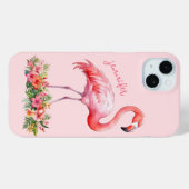Roze Flamingo met Tropische Bloemen Case-Mate iPhone Case (Achterkant (horizontaal))