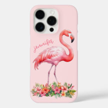 Roze Flamingo met Tropische Bloemen