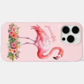 Roze Flamingo met Tropische Bloemen Case-Mate iPhone Case (Achterkant (horizontaal))