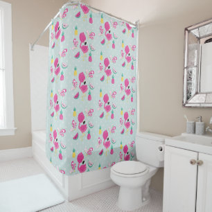 Roze Flamingo met Tropische Fruits Patroon Douchegordijn
