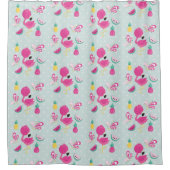 Roze Flamingo met Tropische Fruits Patroon Douchegordijn (Voorkant)