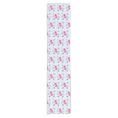 Roze Flamingo met Tropische Fruits Patroon Korte Tafelloper (Voorkant)