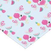 Roze Flamingo met Tropische Fruits Patroon Korte Tafelloper (Hoek)