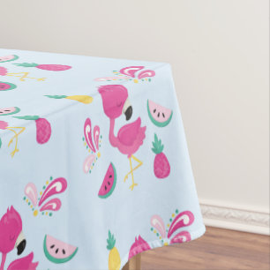Roze Flamingo met Tropische Fruits Patroon Tafelkleed