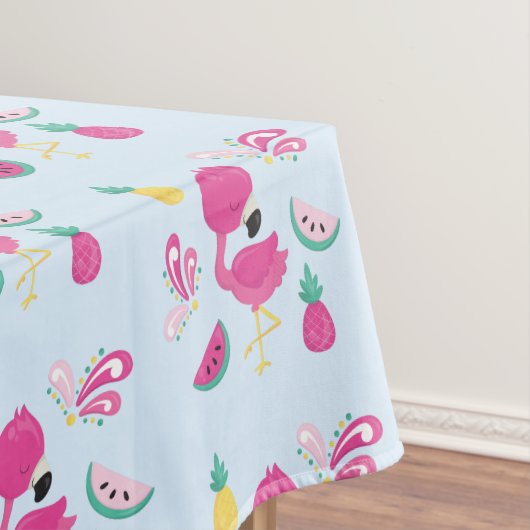 Roze Flamingo met Tropische Fruits Patroon Tafelkleed (Voorbeeld)