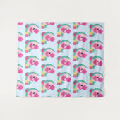 Roze Flamingo met Tropische Fruits Patroon Wandkleed (Voorkant (horizontaal))