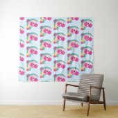 Roze Flamingo met Tropische Fruits Patroon Wandkleed (In Situ (horizontaal))