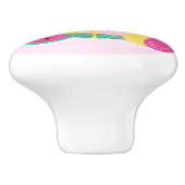 Roze Flamingo met tropische vruchten Keramische Knop (Zijkant)