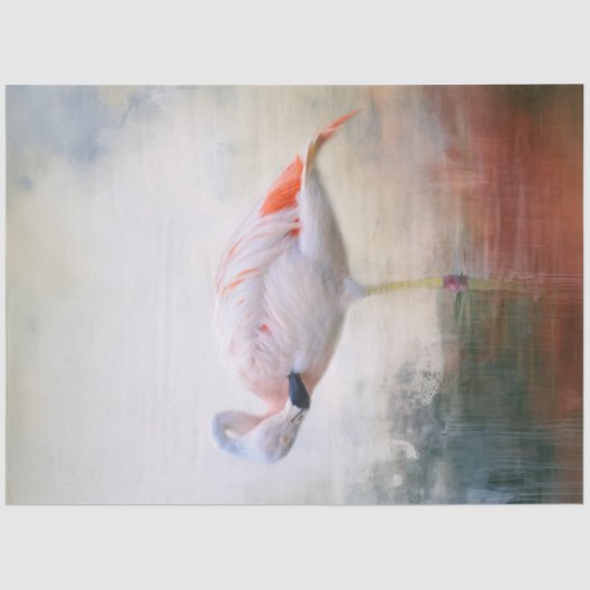 Roze flamingo met uitzicht op linker decoupage tissuepapier (Voorkant)