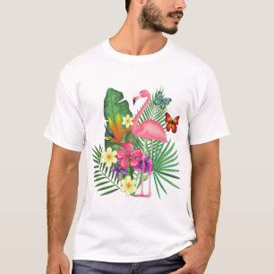 Roze flamingo met vlinder voor flamingominaten t-shirt