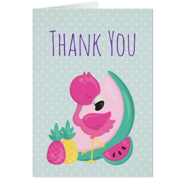 Roze Flamingo met Watermeloen & Ananassen (Voorkant)