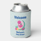 Roze Flamingo met Watermeloen en ananas Blikjeskoeler (Blikje Voorkant)