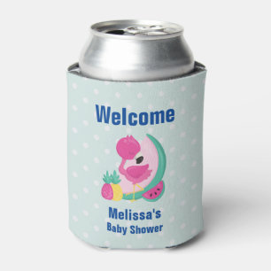 Roze Flamingo met Watermeloen en ananas Blikjeskoeler
