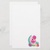 Roze Flamingo met Watermeloen en ananas Briefpapier (Voorkant / Achterkant)