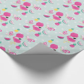 Roze Flamingo met Watermeloen en ananas Cadeaupapier (Hoek)
