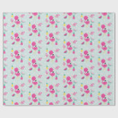 Roze Flamingo met Watermeloen en ananas Cadeaupapier (Vlak)