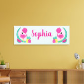 Roze Flamingo met Watermeloen en ananas Canvas Afdruk (Insitu (Woonkamer))