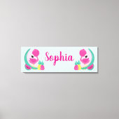 Roze Flamingo met Watermeloen en ananas Canvas Afdruk (Voorkant)