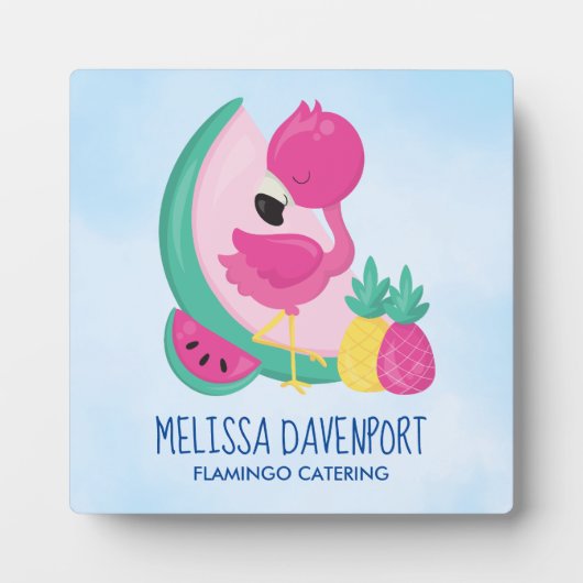 Roze Flamingo met Watermeloen en ananas Fotoplaat (Voorkant)