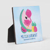 Roze Flamingo met Watermeloen en ananas Fotoplaat (Voorkant)