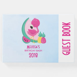 Roze Flamingo met Watermeloen en ananas Gastenboek
