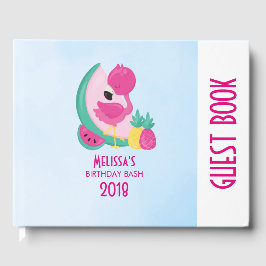 Roze Flamingo met Watermeloen en ananas Gastenboek
