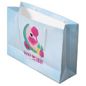Roze Flamingo met Watermeloen en ananas Groot Cadeauzakje (Voorkant Gekanteld)