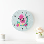 Roze Flamingo met Watermeloen en ananas Grote Klok (Huis)