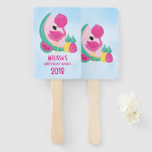 Roze Flamingo met Watermeloen en ananas Handwaaier (Voorkant en achterkant)