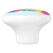 Roze Flamingo met Watermeloen en ananas Keramische Knop (Zijkant)