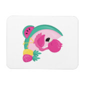 Roze Flamingo met Watermeloen en ananas Magneet (Horizontaal)