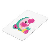 Roze Flamingo met Watermeloen en ananas Magneet (Linkerzijde)