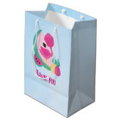 Roze Flamingo met Watermeloen en ananas Medium Cadeauzakje (Achterkant Gekanteld)