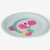 Roze Flamingo met Watermeloen en ananas Papieren Bordje (Gekanteld)