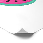 Roze Flamingo met Watermeloen en ananas Poster (Hoek)