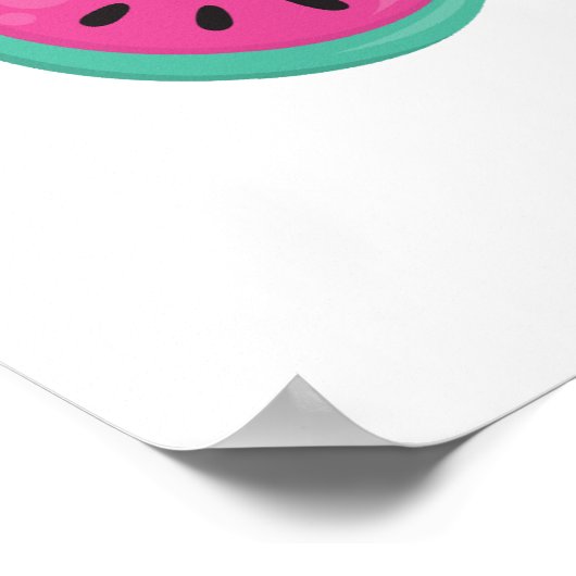 Roze Flamingo met Watermeloen en ananas Poster (Hoek)