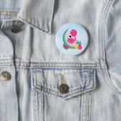 Roze Flamingo met Watermeloen en ananas Ronde Button 5,7 Cm (In situ)
