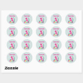 Roze Flamingo met Watermeloen en ananas Ronde Sticker (Vel)