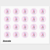 Roze Flamingo met Watermeloen en ananas Ronde Sticker (Vel)