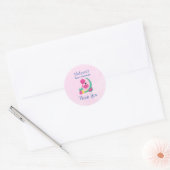 Roze Flamingo met Watermeloen en ananas Ronde Sticker (Envelop)