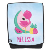 Roze Flamingo met Watermeloen en ananas Rugtassen (Voorkant)