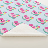 Roze Flamingo met Watermeloen en ananas Sherpa Deken (3/4)
