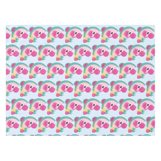 Roze Flamingo met Watermeloen en ananas Tafelkleed (Voorkant (Horizontaal))