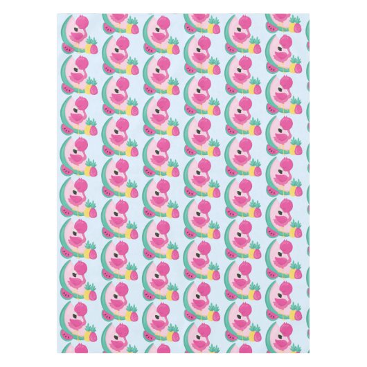 Roze Flamingo met Watermeloen en ananas Tafelkleed (Voorkant)