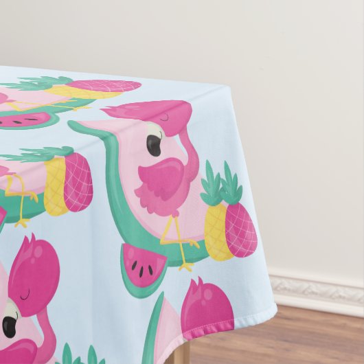 Roze Flamingo met Watermeloen en ananas Tafelkleed (Voorbeeld)