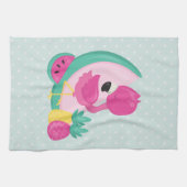 Roze Flamingo met Watermeloen en ananas Theedoek (Horizontaal)