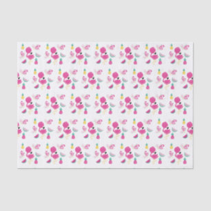 Roze Flamingo met Watermeloen en ananas Tissuepapier