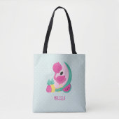 Roze Flamingo met Watermeloen en ananas Tote Bag (Voorkant)