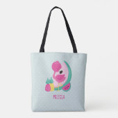 Roze Flamingo met Watermeloen en ananas Tote Bag (Achterkant)