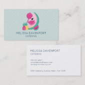Roze Flamingo met Watermeloen en ananas Visitekaartje (Voorkant / Achterkant)
